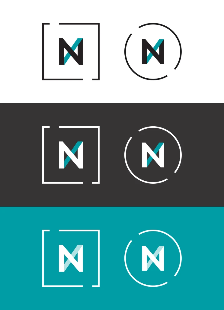 Logoikon sirkulær og kvadratisk – Positiv, Negativ og Negativ 2.0